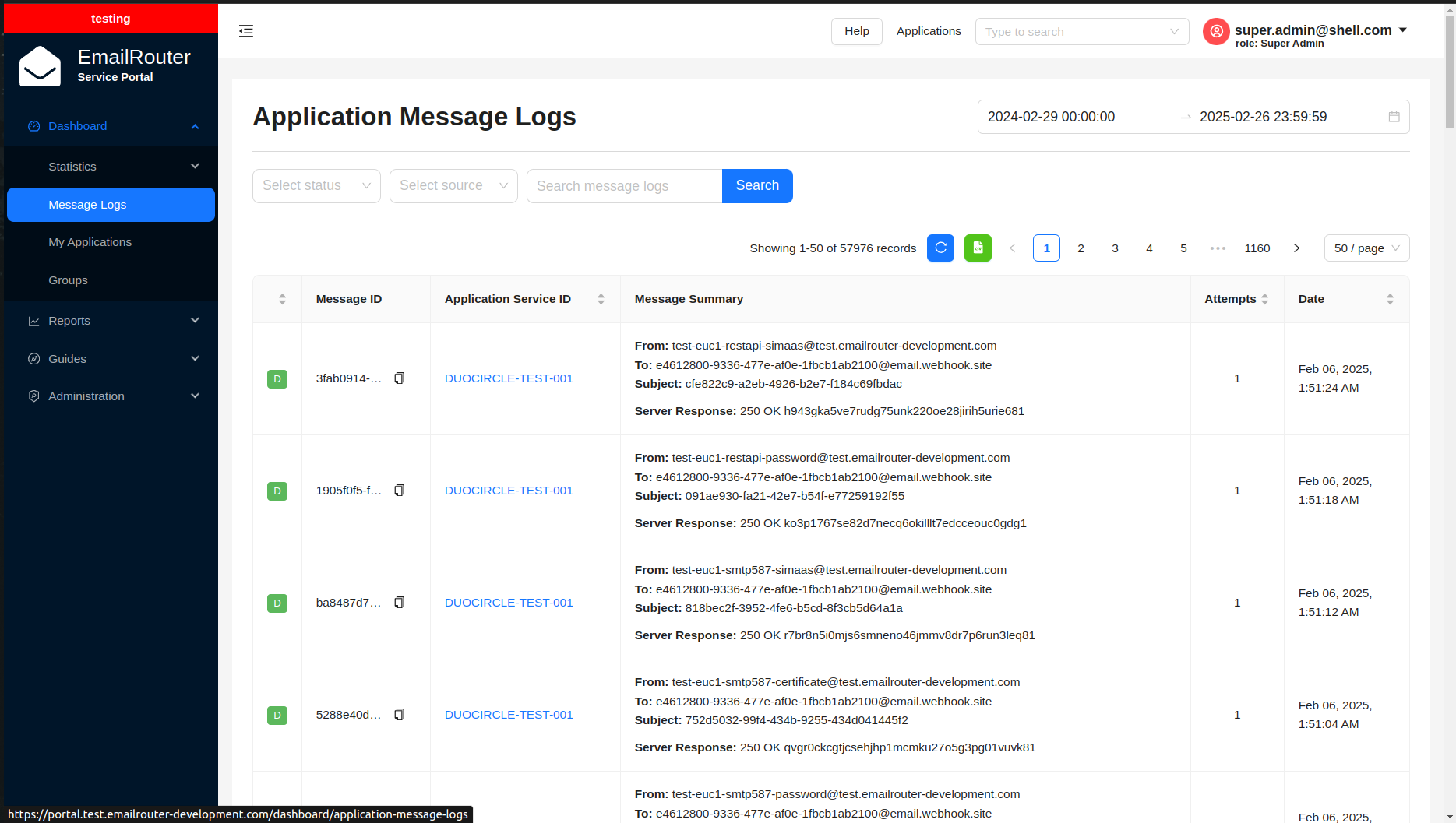 Configuration interface for email routing