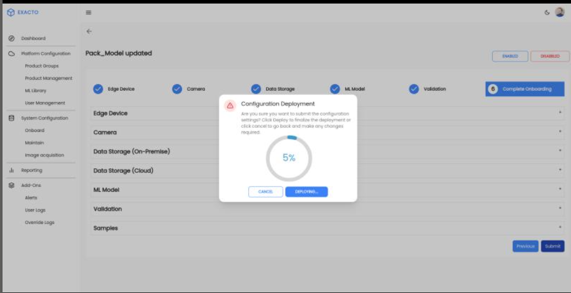 Dashboard view showing document organization