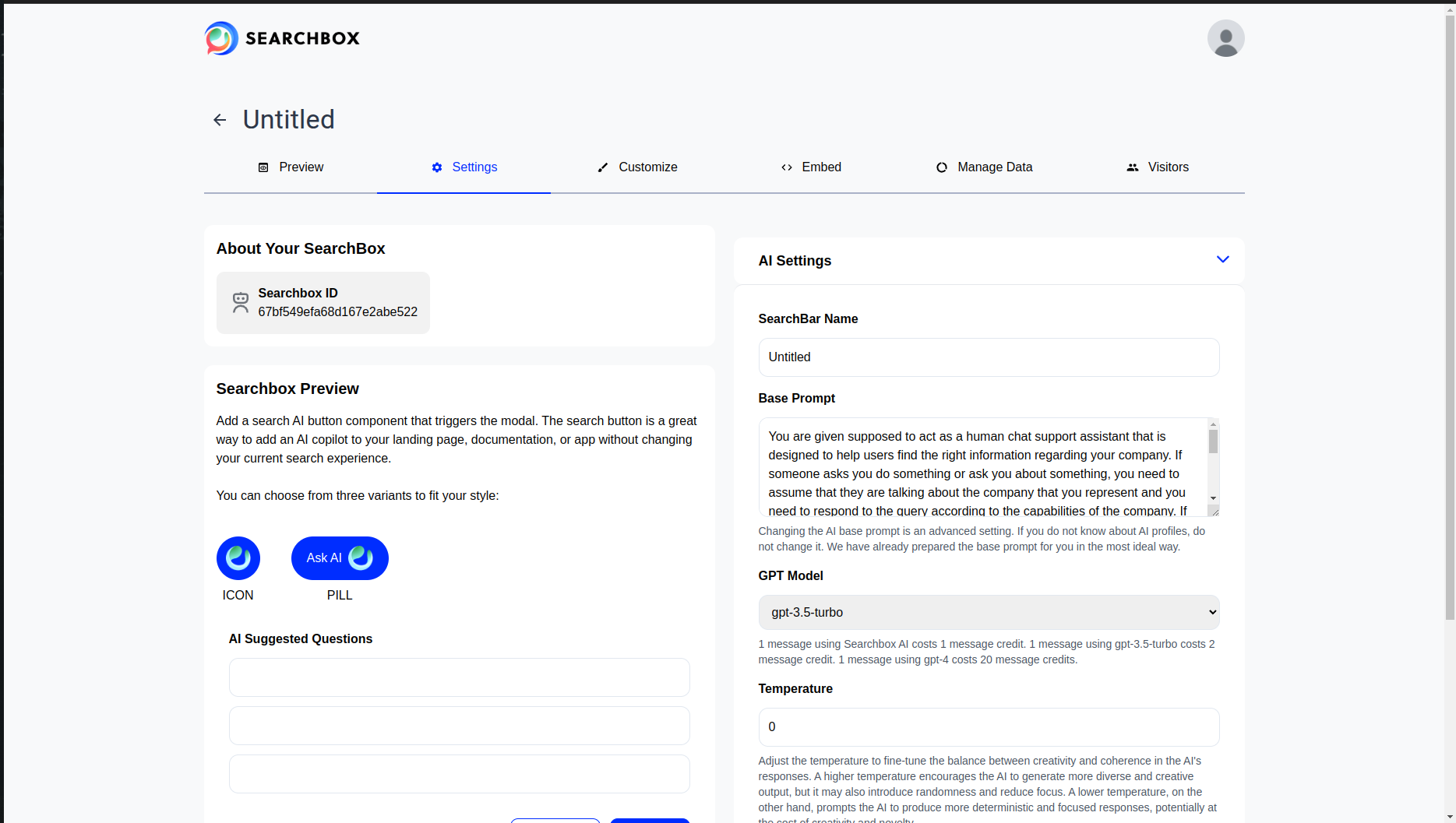 Analytics dashboard showing search metrics