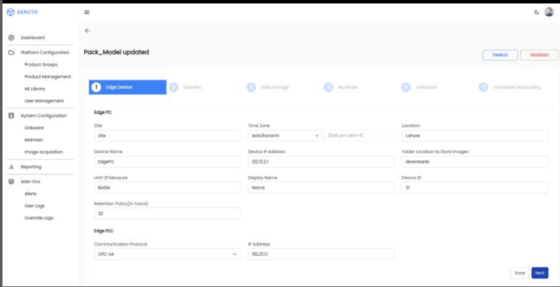 Dashboard view showing document organization