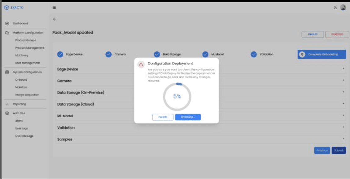 Dashboard view showing document organization